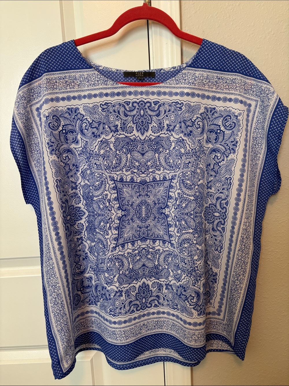 Alex Marie Blue Paisley Print Blouse